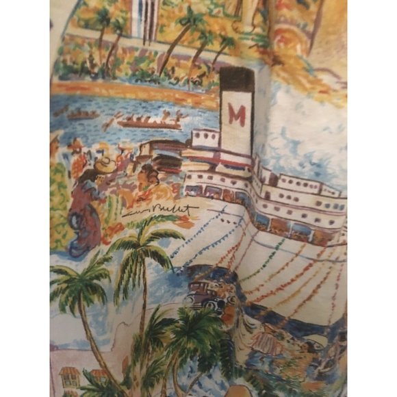 Reyn Spooner Men’s Sz L Guy Buffet Malolo Cruise Ship Port Harbor Hawaiian Shirt - Picture 6 of 9